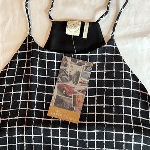 Paper Crane high neck chiffon grid dress tank black and white